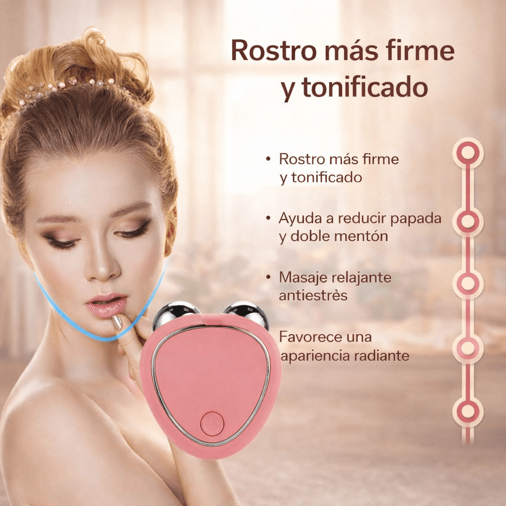 Masajeador Facial de Microcorriente Reafirmante con Doble Rodillo - Brilla Bonita